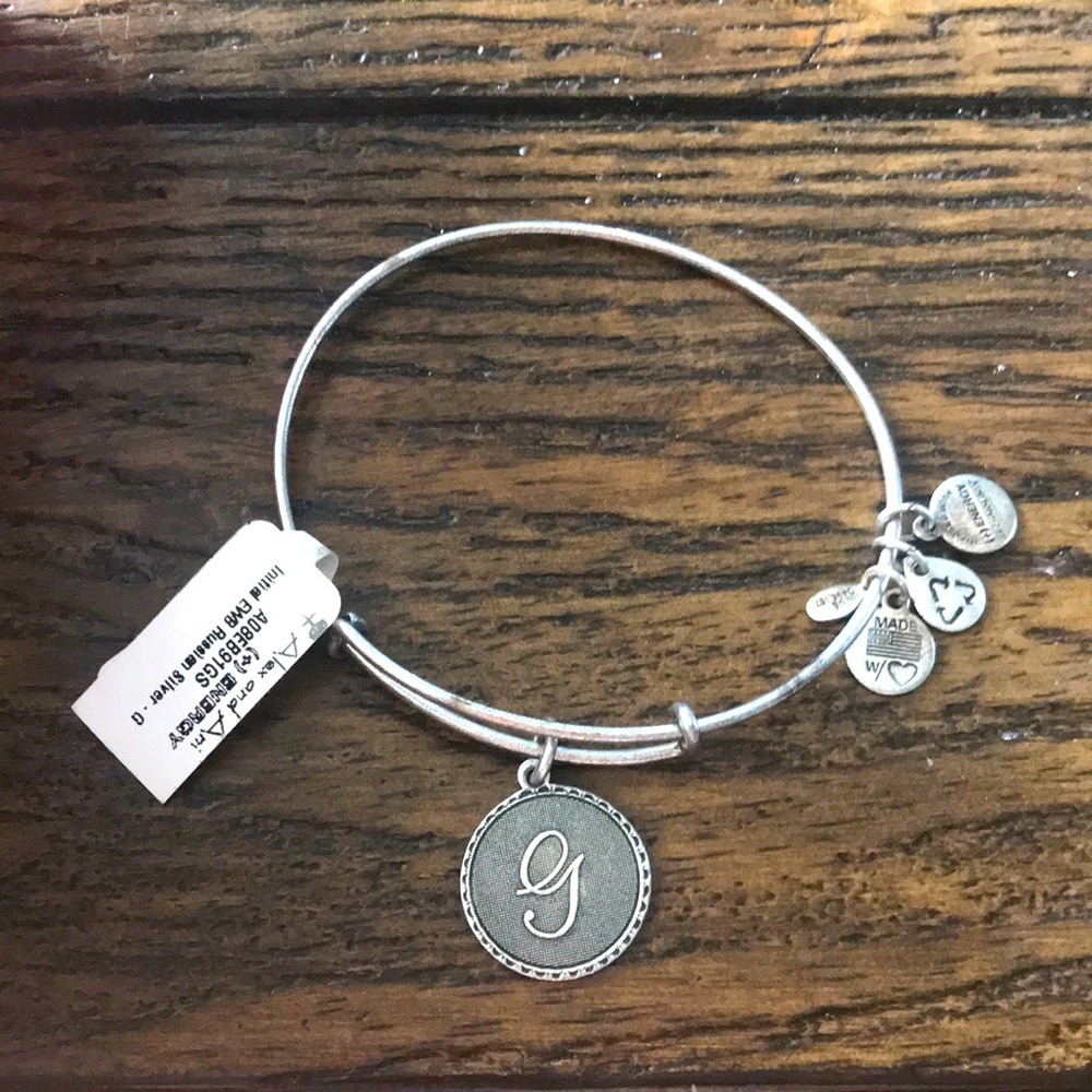 Alex and Ani NWT Initial ewb russian silver G
